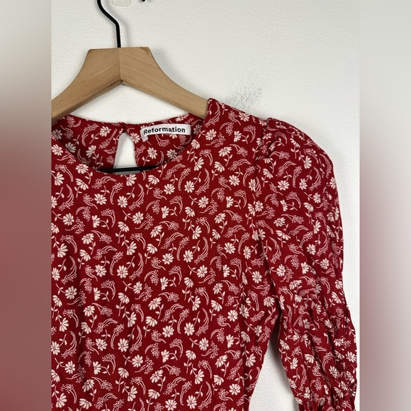 Reformation Lucita Floral Wrap Long Sleeves Mini Dress Sz 0 - Picture 5 of 9